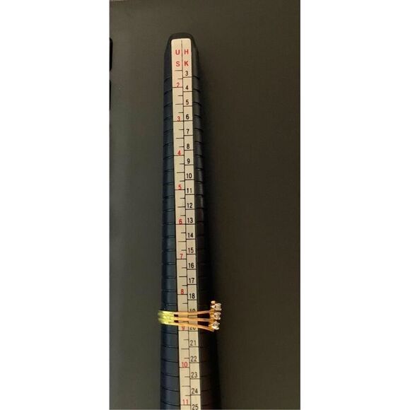 PAO Gold Filled 3-Band, 3-Stone Ring, in Gold, Vintage, Marked - Picture 5 of 5